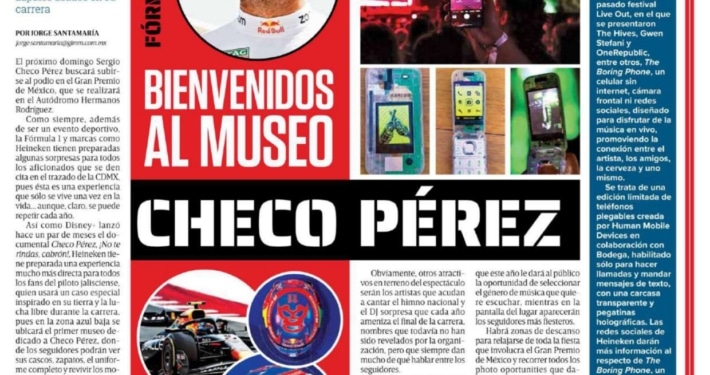 Nota de Excelsior sobre la campaña The Boring Phone de Heinken
