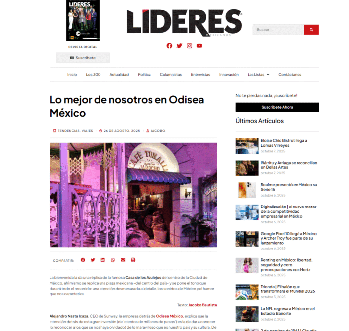 Nota de Líderes sobre la experiencia inmersiva Odisea México