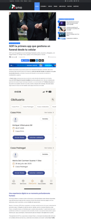 Nota de IT sitio sobre SoFi, la app funeraria de J. García López