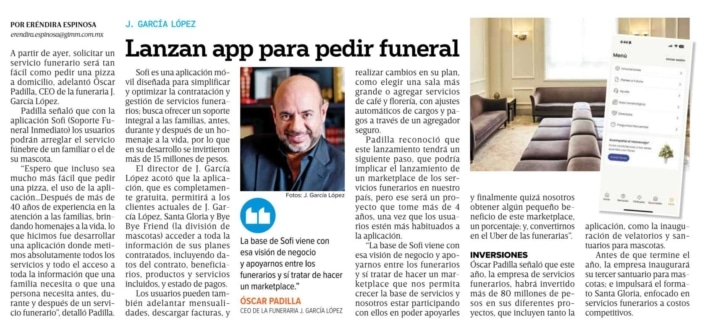 Nota sobre SoFi, la app funeraria de J. García López