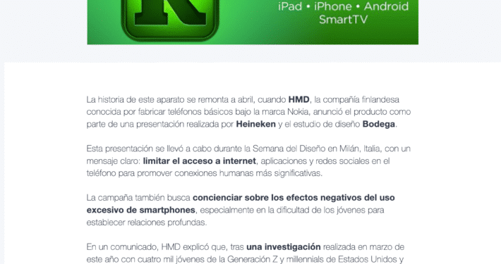 Nota de Reforma sobre la campaña The Boring Phone de Heinken