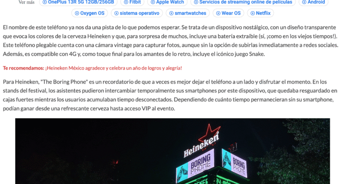 Nota sobre la campaña The Boring Phone de Heinken